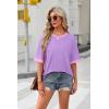 imageOFEEFAN Summer Tops for Women 2025 Short Sleeve Shirts Dressy Casual Crew Neck Tshirts FashionZviolet
