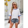 imageOFEEFAN Summer Tops for Women 2025 Short Sleeve Shirts Dressy Casual Crew Neck Tshirts FashionZwhite