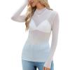 imageOFEEFAN Womens Long Sleeve Mesh Top See Through Mock Neck Sheer BlousesWhite