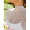 imageOFEEFAN Womens Long Sleeve Mesh Top See Through Mock Neck Sheer BlousesWhite Dots