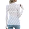 imageOFEEFAN Womens Long Sleeve Mesh Top See Through Mock Neck Sheer BlousesWhite Lace