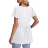 imageOFEEFAN Womens Summer Tops Babydoll Short Sleeve Shirts Puff Sleeve Peplum Tops V Neck T ShirtsBeyelet White