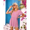 imageOFEEFAN Womens Summer Tops Babydoll Short Sleeve Shirts Puff Sleeve Peplum Tops V Neck T ShirtsCpink