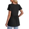 imageOFEEFAN Womens Summer Tops Babydoll Short Sleeve Shirts Puff Sleeve Peplum Tops V Neck T ShirtsDblack