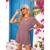 imageOFEEFAN Womens Summer Tops Babydoll Short Sleeve Shirts Puff Sleeve Peplum Tops V Neck T ShirtsGeyelet Dust Pink