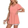 imageOFEEFAN Womens Summer Tops Babydoll Short Sleeve Shirts Puff Sleeve Peplum Tops V Neck T ShirtsHcoral