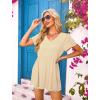 imageOFEEFAN Womens Summer Tops Babydoll Short Sleeve Shirts Puff Sleeve Peplum Tops V Neck T ShirtsLeyelet Yellow