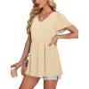imageOFEEFAN Womens Summer Tops Babydoll Short Sleeve Shirts Puff Sleeve Peplum Tops V Neck T ShirtsLeyelet Yellow