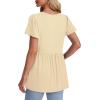 imageOFEEFAN Womens Summer Tops Babydoll Short Sleeve Shirts Puff Sleeve Peplum Tops V Neck T ShirtsLeyelet Yellow