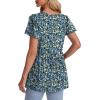 imageOFEEFAN Womens Summer Tops Babydoll Short Sleeve Shirts Puff Sleeve Peplum Tops V Neck T ShirtsMfloral Blue