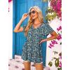 imageOFEEFAN Womens Summer Tops Babydoll Short Sleeve Shirts Puff Sleeve Peplum Tops V Neck T ShirtsMfloral Blue