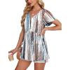 imageOFEEFAN Womens Summer Tops Babydoll Short Sleeve Shirts Puff Sleeve Peplum Tops V Neck T ShirtsOtie Dye Sripe