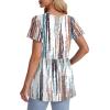 imageOFEEFAN Womens Summer Tops Babydoll Short Sleeve Shirts Puff Sleeve Peplum Tops V Neck T ShirtsOtie Dye Sripe