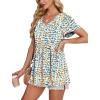 imageOFEEFAN Womens Summer Tops Babydoll Short Sleeve Shirts Puff Sleeve Peplum Tops V Neck T ShirtsRcamo Floral