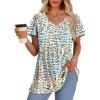 imageOFEEFAN Womens Summer Tops Babydoll Short Sleeve Shirts Puff Sleeve Peplum Tops V Neck T ShirtsRcamo Floral