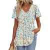 imageOFEEFAN Womens Summer Tops Babydoll Short Sleeve Shirts Puff Sleeve Peplum Tops V Neck T ShirtsRcamo Floral