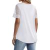 imageOFEEFAN Casual V Neck T Shirts for Women Lace Short Sleeve Curved Hem Tops Loose Fit00white