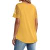 imageOFEEFAN Casual V Neck T Shirts for Women Lace Short Sleeve Curved Hem Tops Loose Fit03yellow