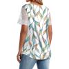 imageOFEEFAN Casual V Neck T Shirts for Women Lace Short Sleeve Curved Hem Tops Loose Fit07print Multi Leaf
