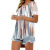 imageOFEEFAN Casual V Neck T Shirts for Women Lace Short Sleeve Curved Hem Tops Loose Fit07print Tie Dye