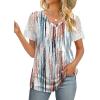 imageOFEEFAN Casual V Neck T Shirts for Women Lace Short Sleeve Curved Hem Tops Loose Fit07print Tie Dye