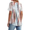 imageOFEEFAN Casual V Neck T Shirts for Women Lace Short Sleeve Curved Hem Tops Loose Fit07print Tie Dye