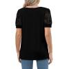 imageOFEEFAN Casual V Neck T Shirts for Women Lace Short Sleeve Curved Hem Tops Loose FitV1 Black