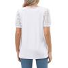 imageOFEEFAN Casual V Neck T Shirts for Women Lace Short Sleeve Curved Hem Tops Loose FitV1 White