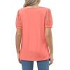 imageOFEEFAN Casual V Neck T Shirts for Women Lace Short Sleeve Curved Hem Tops Loose FitV2 Coral