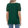 imageOFEEFAN Casual V Neck T Shirts for Women Lace Short Sleeve Curved Hem Tops Loose FitV3 Green