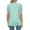 imageOFEEFAN Casual V Neck T Shirts for Women Lace Short Sleeve Curved Hem Tops Loose FitV4 Lake Green