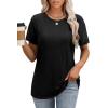 imageOFEEFAN Short Sleeve Tshirts for Women Summer Eyelet Short Sleeve Tops Loose Casual Basic TeeA Black