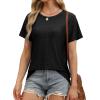 imageOFEEFAN Short Sleeve Tshirts for Women Summer Eyelet Short Sleeve Tops Loose Casual Basic TeeA Black