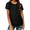imageOFEEFAN Short Sleeve Tshirts for Women Summer Eyelet Short Sleeve Tops Loose Casual Basic TeeA Black