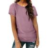 imageOFEEFAN Short Sleeve Tshirts for Women Summer Eyelet Short Sleeve Tops Loose Casual Basic TeeA Dusty Pink