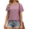 imageOFEEFAN Short Sleeve Tshirts for Women Summer Eyelet Short Sleeve Tops Loose Casual Basic TeeA Dusty Pink