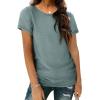 imageOFEEFAN Short Sleeve Tshirts for Women Summer Eyelet Short Sleeve Tops Loose Casual Basic TeeA Teal Green