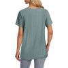 imageOFEEFAN Short Sleeve Tshirts for Women Summer Eyelet Short Sleeve Tops Loose Casual Basic TeeA Teal Green
