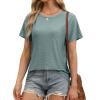 imageOFEEFAN Short Sleeve Tshirts for Women Summer Eyelet Short Sleeve Tops Loose Casual Basic TeeA Teal Green
