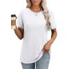 imageOFEEFAN Short Sleeve Tshirts for Women Summer Eyelet Short Sleeve Tops Loose Casual Basic TeeA White