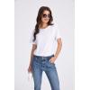imageOFEEFAN Short Sleeve Tshirts for Women Summer Eyelet Short Sleeve Tops Loose Casual Basic TeeA White