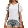 imageOFEEFAN Short Sleeve Tshirts for Women Summer Eyelet Short Sleeve Tops Loose Casual Basic TeeA White