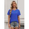 imageOFEEFAN Short Sleeve Tshirts for Women Summer Eyelet Short Sleeve Tops Loose Casual Basic TeeB Blue