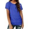 imageOFEEFAN Short Sleeve Tshirts for Women Summer Eyelet Short Sleeve Tops Loose Casual Basic TeeB Blue