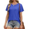 imageOFEEFAN Short Sleeve Tshirts for Women Summer Eyelet Short Sleeve Tops Loose Casual Basic TeeB Blue