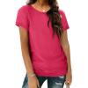 imageOFEEFAN Short Sleeve Tshirts for Women Summer Eyelet Short Sleeve Tops Loose Casual Basic TeeB Hot Pink