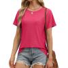 imageOFEEFAN Short Sleeve Tshirts for Women Summer Eyelet Short Sleeve Tops Loose Casual Basic TeeB Hot Pink