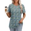 imageOFEEFAN Short Sleeve Tshirts for Women Summer Eyelet Short Sleeve Tops Loose Casual Basic TeeFloral Blue