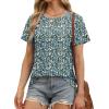 imageOFEEFAN Short Sleeve Tshirts for Women Summer Eyelet Short Sleeve Tops Loose Casual Basic TeeFloral Blue