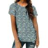 imageOFEEFAN Short Sleeve Tshirts for Women Summer Eyelet Short Sleeve Tops Loose Casual Basic TeeFloral Blue